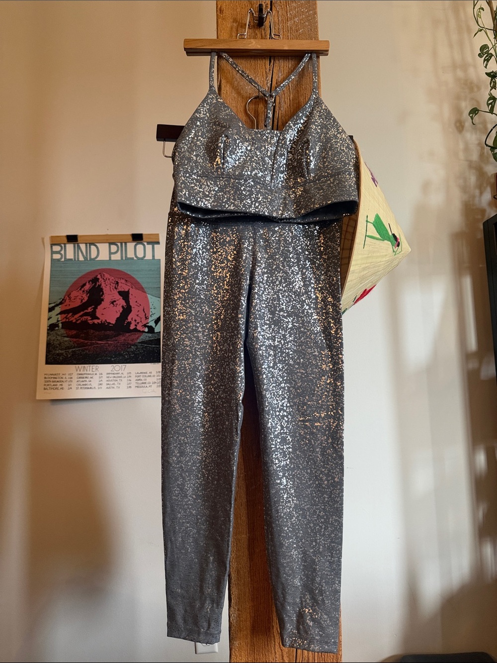 NWOT Sweaty Betty London metallic set $75 lined crop M, 7/8 cropped leggings XS